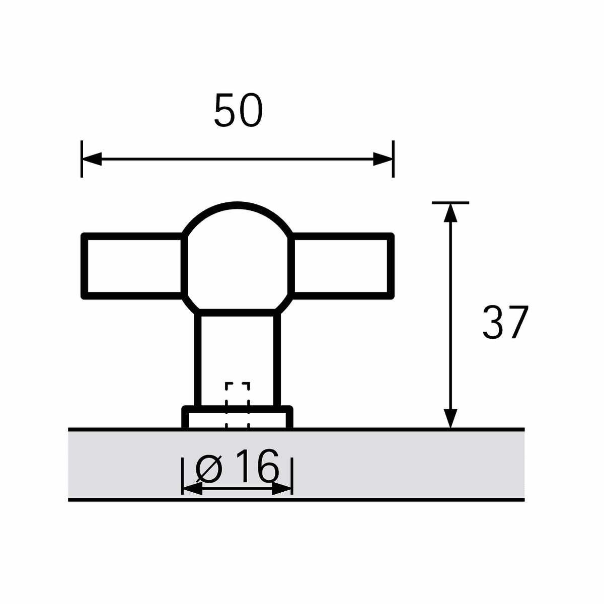 Knopf Altedo, L 50 mm, H 37 mm, Edelstahl Optik ge