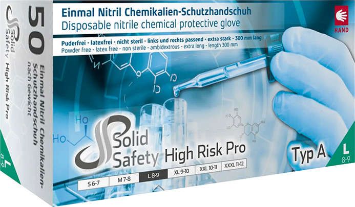 Einweghandschuhe Nitril, HIGH RISK PRO, puderfrei, Gr.XL