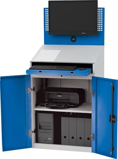 Computerschrank Office stationär Lochw. 2 Türen Tasturauszug VESA-Halter B680xT500xH1460mm