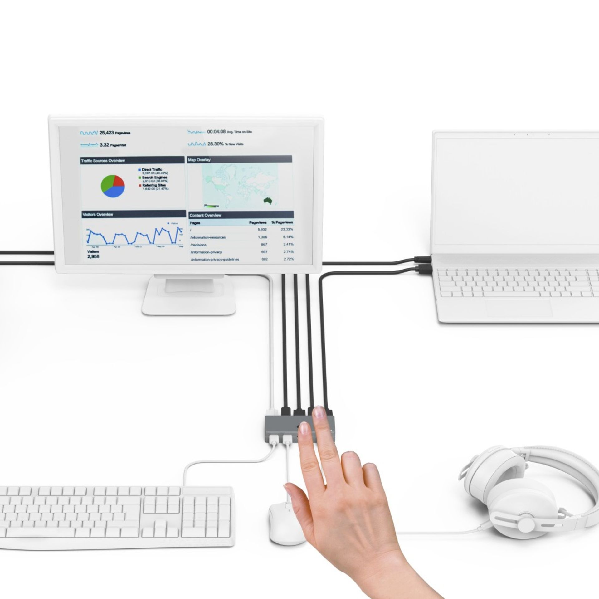 KVM-Umschalter 4 Ports inkl. Kabel