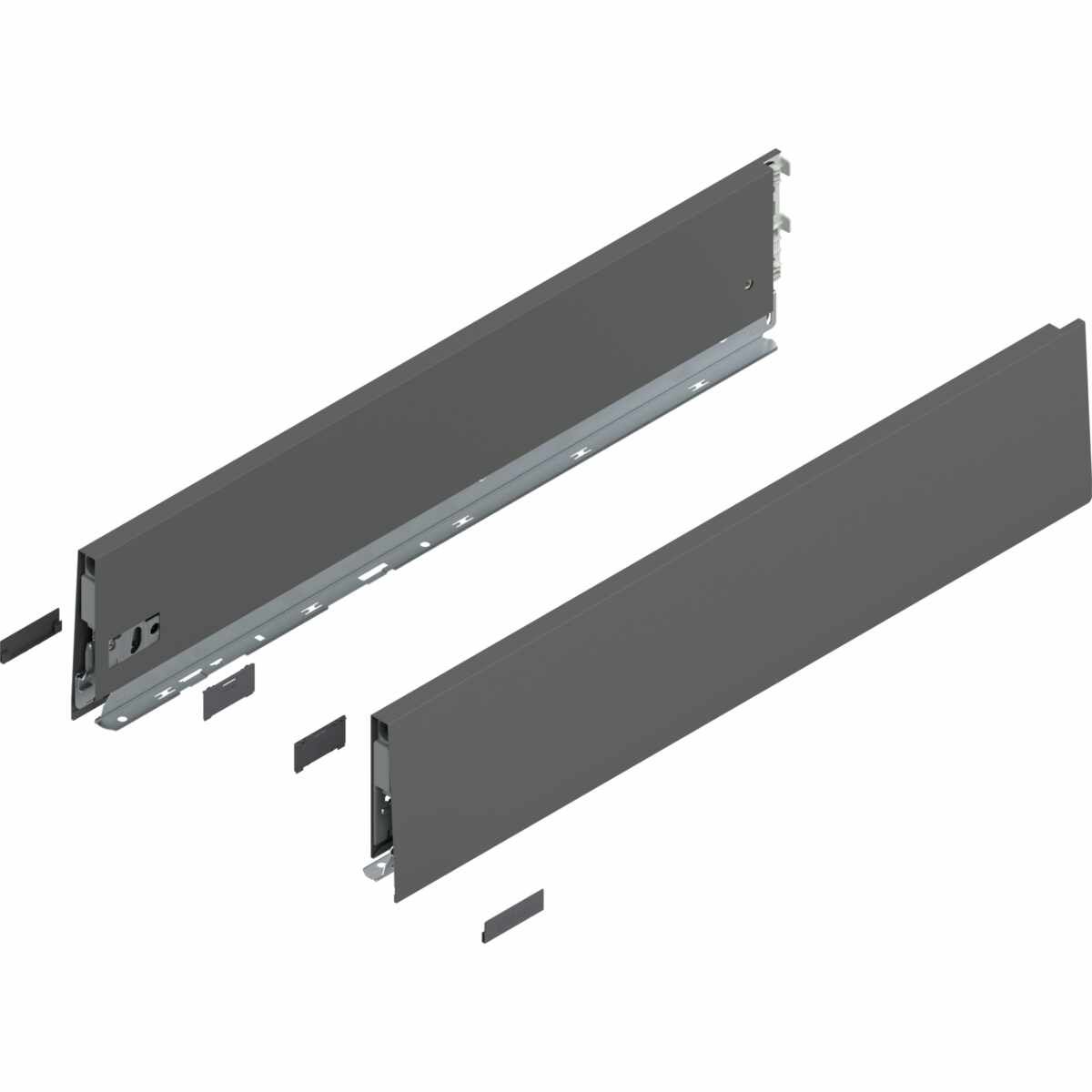 MERIVOBOX Zarge, Höhe K (129 mm), NL=600 mm, links/rechts, oriongrau matt
