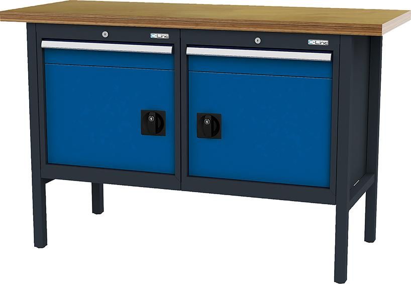 Kastenwerkbank 2 Türen, 2 Schubladen B1500xT600xH960 mm RAL7016/5010