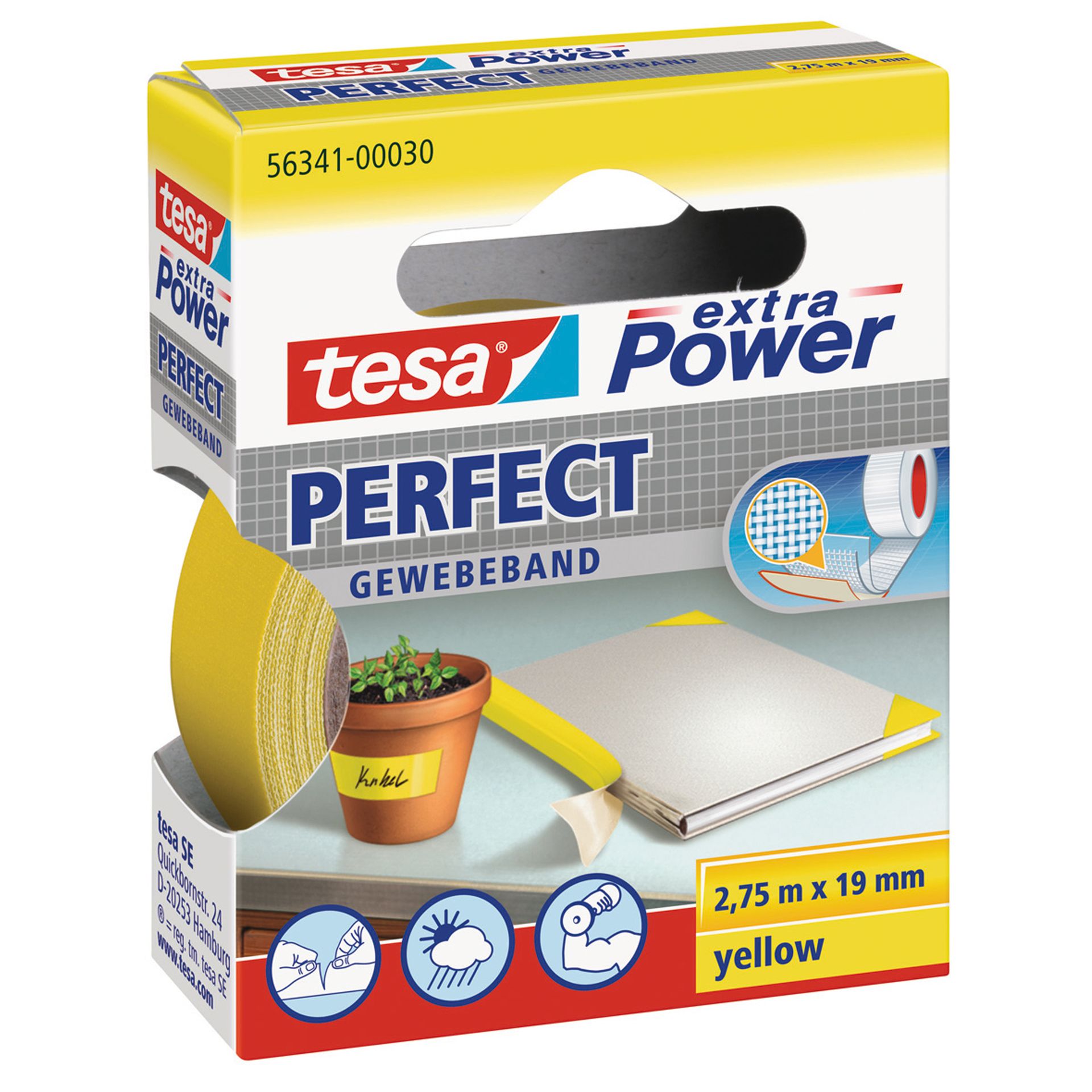 Gewebeband Extra Power Perfect 19mmx2,75m gelb