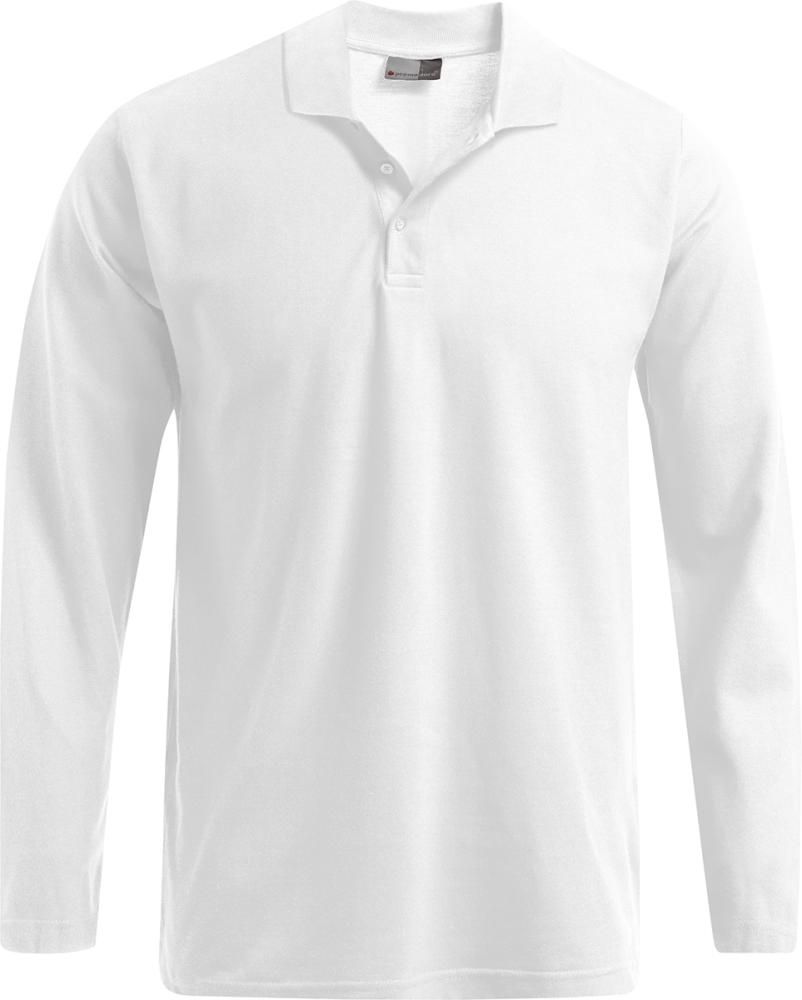 Men`s Heavy Polo Longsleeve,white, Gr.S