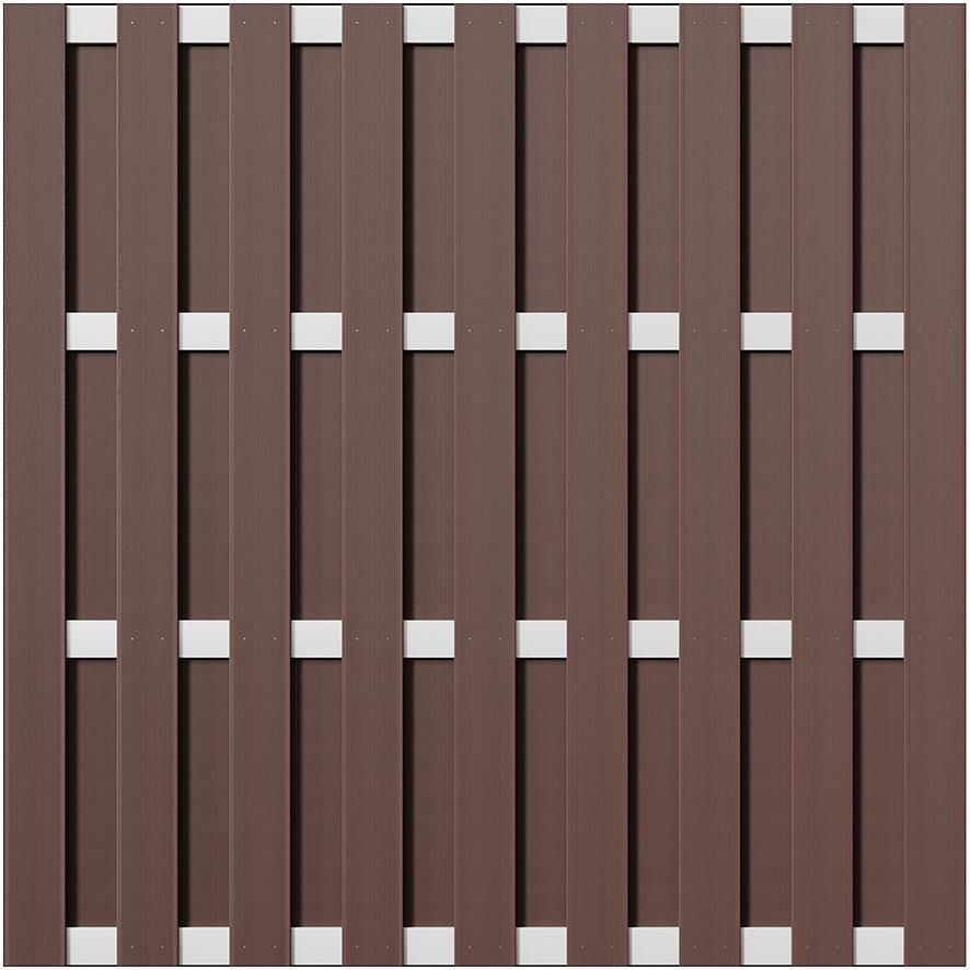 ELDENA-Serie BRAUN 180x180cm hell eloxiert 4 Querriegel ALU WPC-Bretterzaun