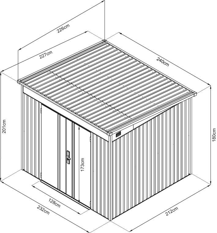 Gartengerätehaus mit Putdach PREMIUM 240x226x201 cm