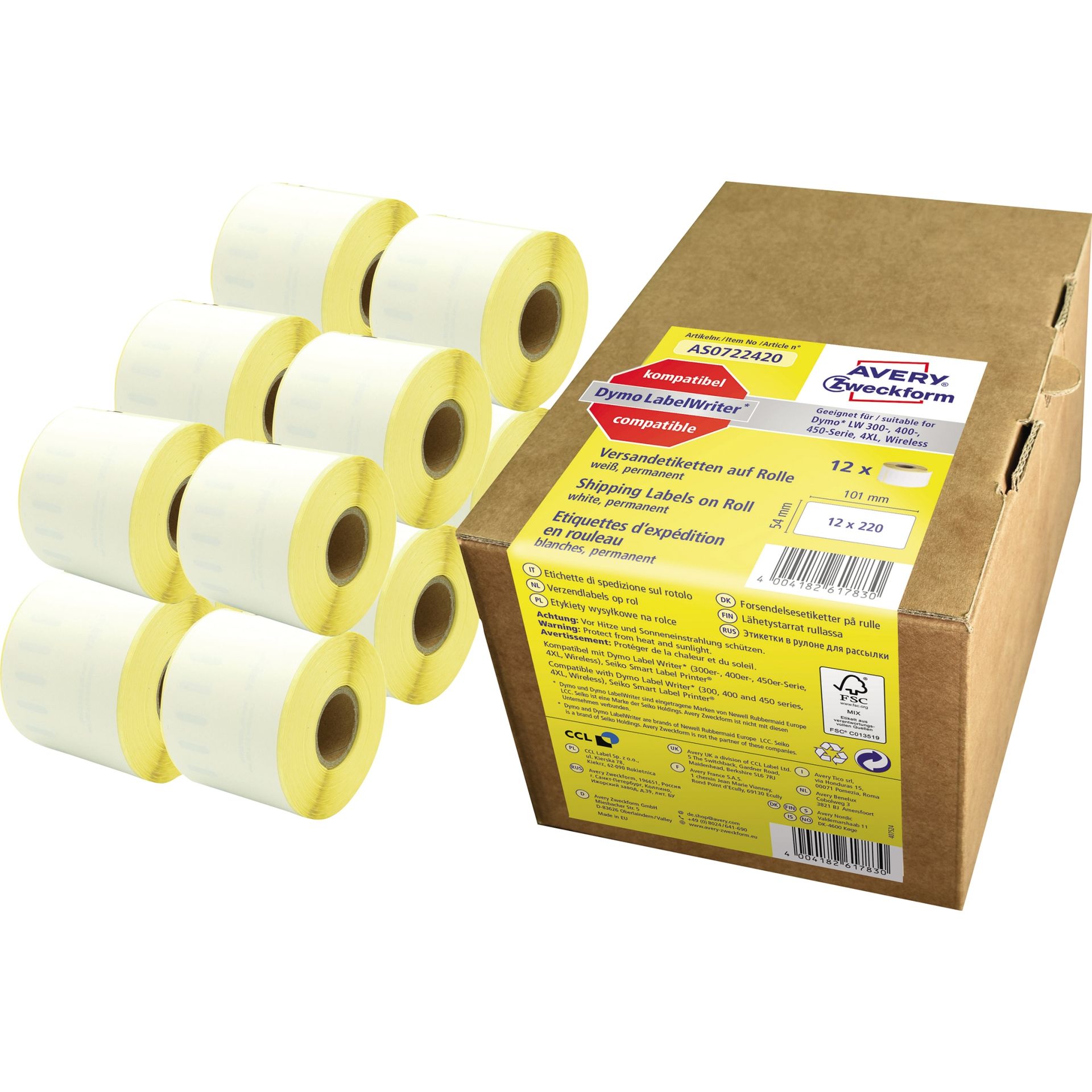 Etikett 54x101mm ws 12Rollen 2.640St.