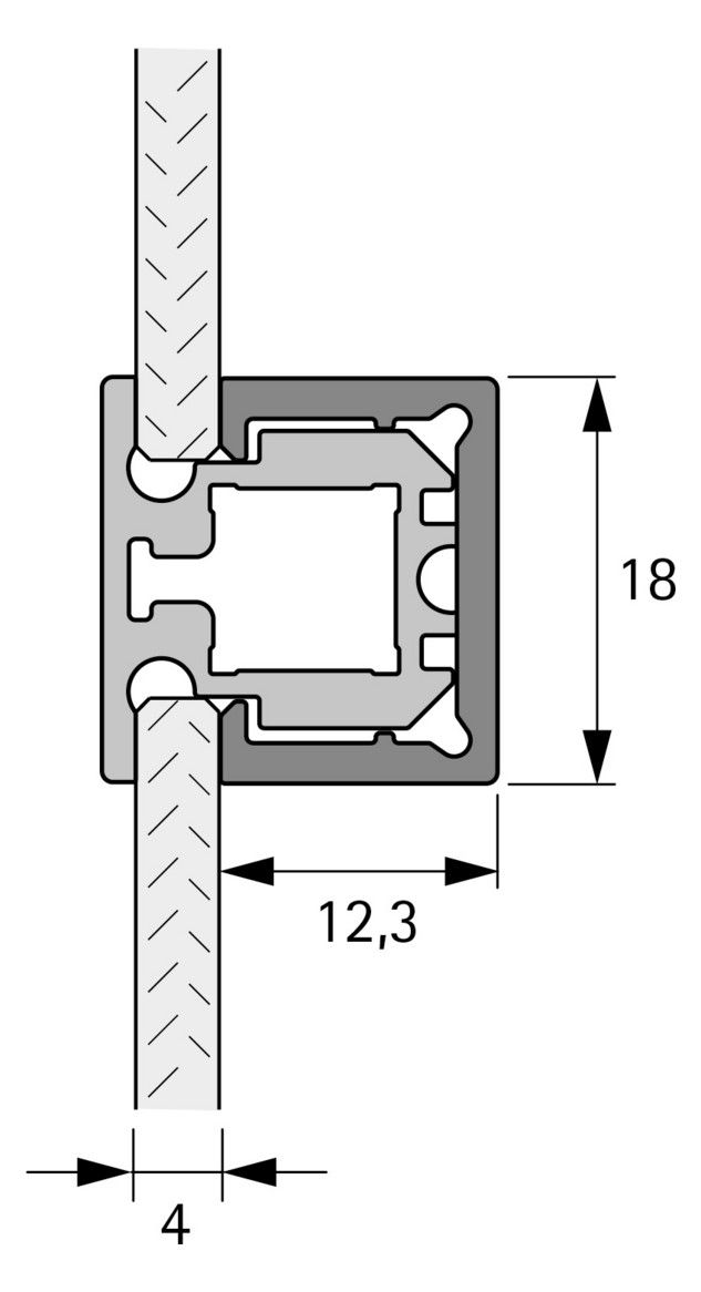 HETTICH CADRO Clip-Mittelprofil Kst EDS OP 3000