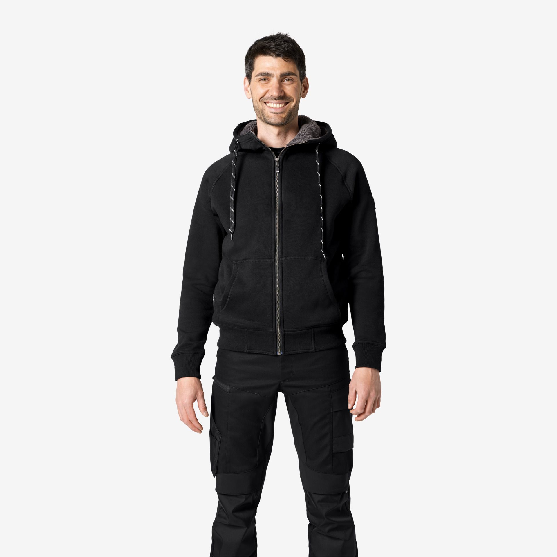 FHB Sweaterjacke JÖRG mit Kapuze & Webpelz