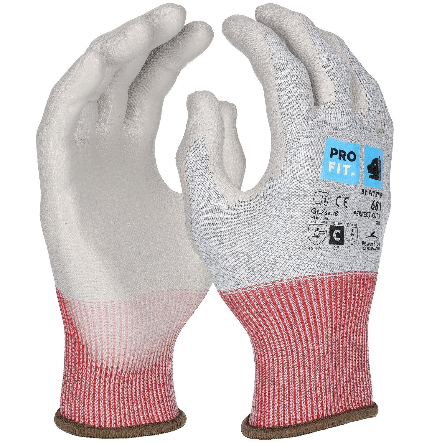 PU Schnittschutzhandschuh"Perfect Cut C ESD", hellblau/grau 10