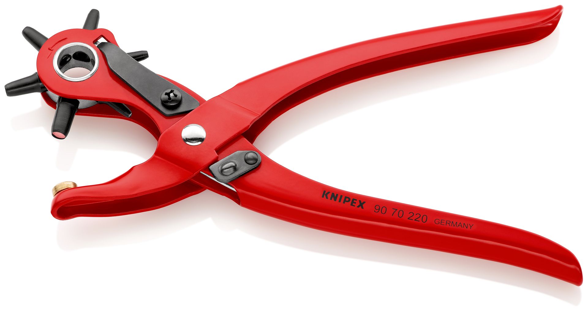 KNIPEX Revolverlochzange rot pulverbeschichtet 220 mm