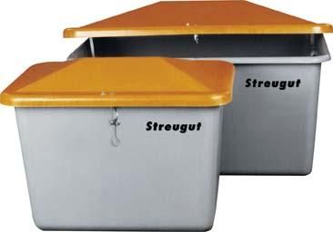 Streugutbehälter 1100 l B1630xT1210xH1010 mm ohne Entnahmeöffnung grau/orange CEMO