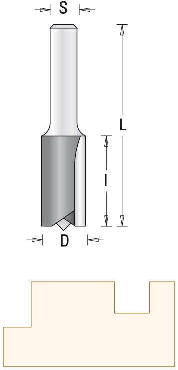 HW-Nutfräser Z2 mit HW-bestückter Bohrschneide