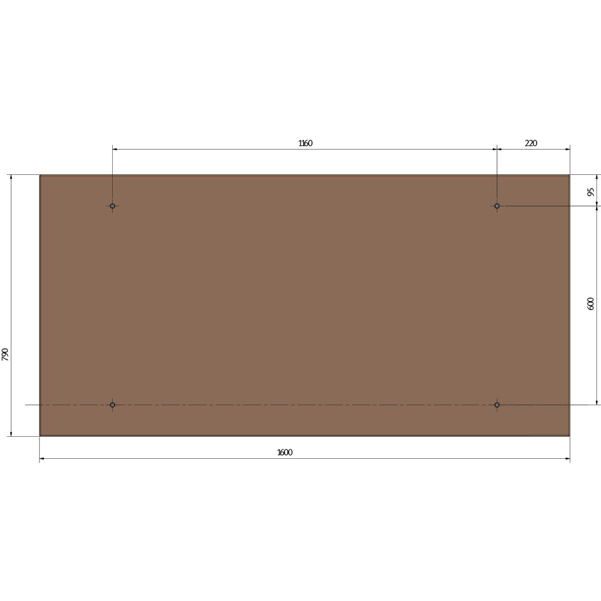 Arbeitsplatte Unicraft Buche-Multiplex 1250 x 800 mm