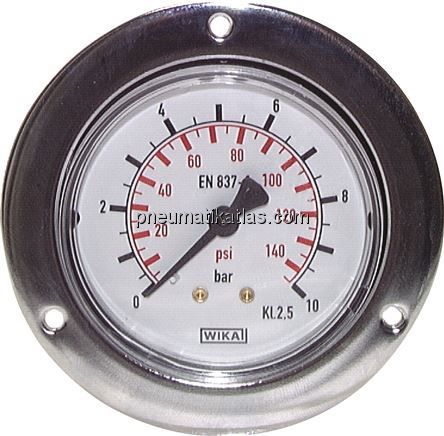 Einbaumanometer (CrNi/Ms), Frontring, 40mm, -1 bis 0 bar