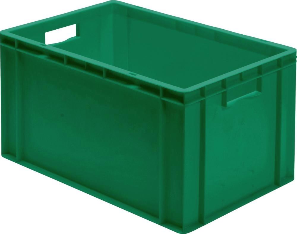 Transport-Stapelkasten B600xT400xH320 mm grün, geschlossen mit Griffloch LA-KA-PE
