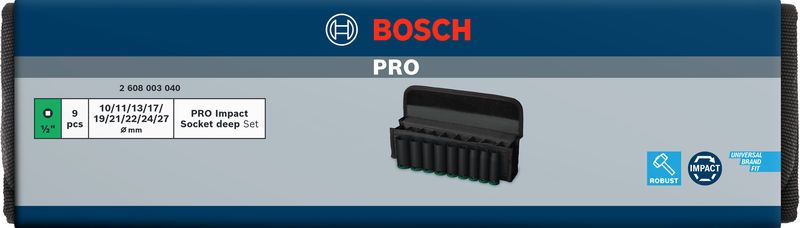Bosch PRO Impact Steckschlüsselsatz Set, 1/2"