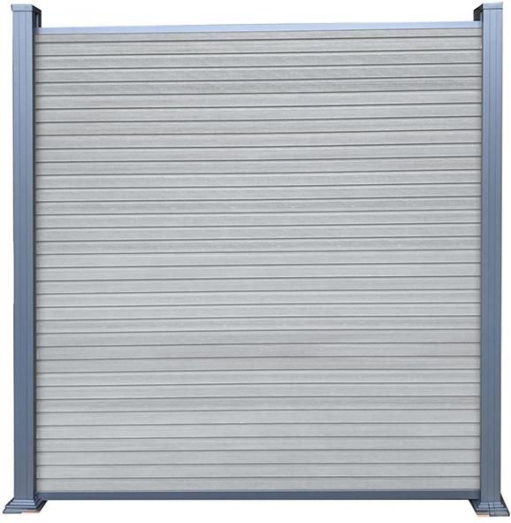 WAREN-Serie, 175x180cm SMOKE WHITE silber oder anthrazit WPC-Steckzaun-Set