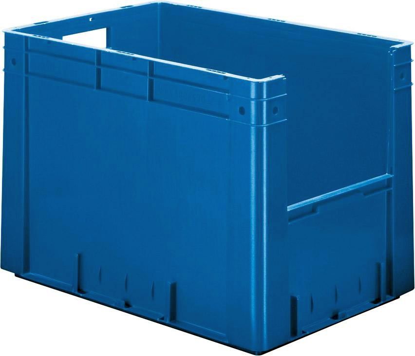 Sichtlagerkasten blau B400xT600xH420 mm Auflast 600kg, VE 2 Stk. mit Griffloch LA-KA-PE