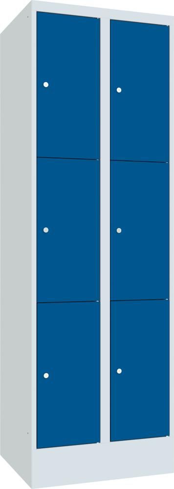 PAVOY Schließfachschrank m. Sockel 3 Fächer 2 Reih. Abt.br. 300mm 7035/5010 B600xT500xH1850