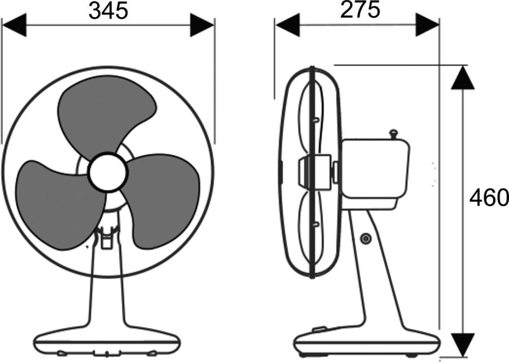Tischventilator Korb D = 345 mm Luftmenge 2900 m³/h Kunststoff weiß
