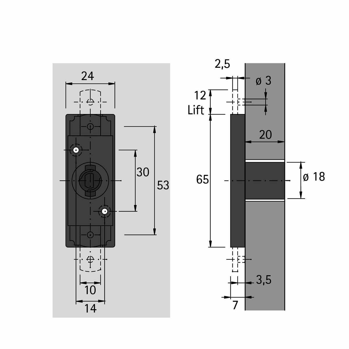 Schubstangenschloß Zyl./Set Rs