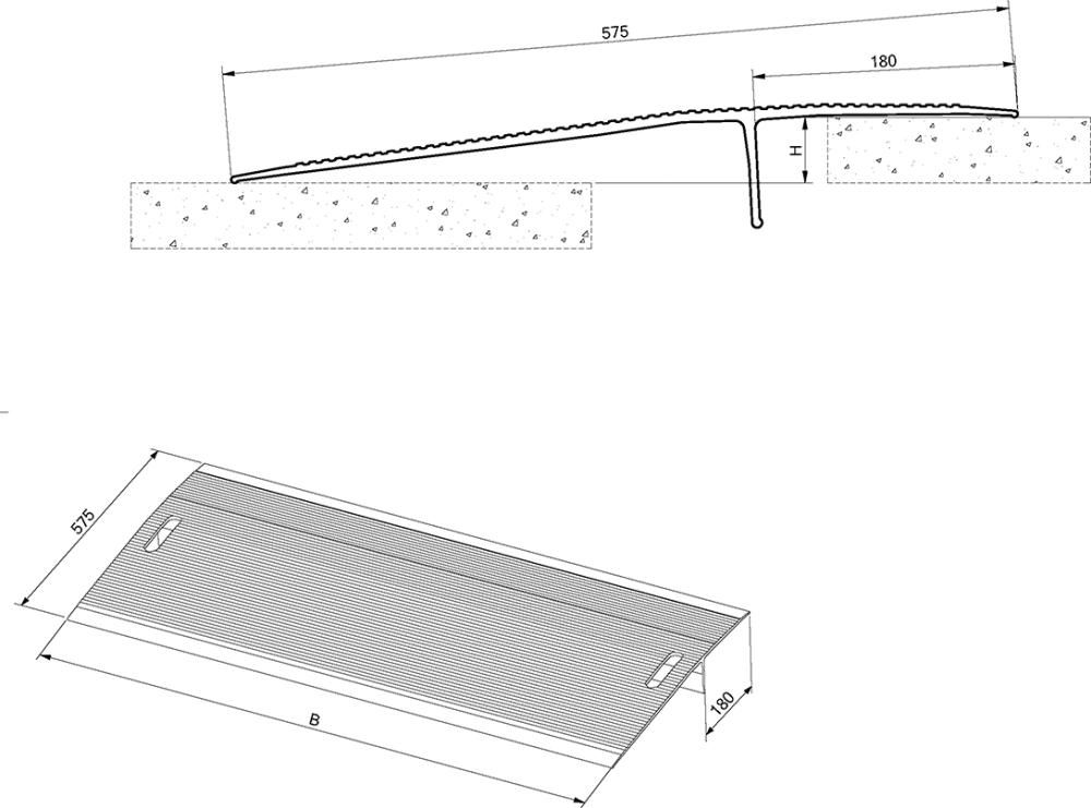 Überfahrbrücke Aluminium L550xB1250 mm Tragkraft 4000 kg