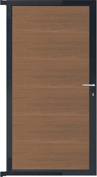 ELZE-Tor-Komplettset 90 x 173 cm, Füllung teakRahmen anthrazit
