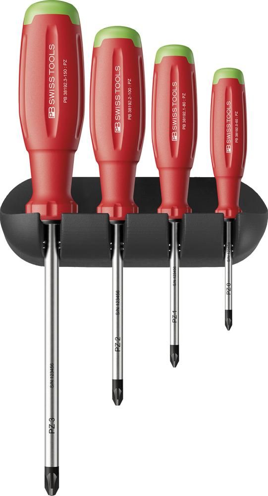 Schraubendreher-Satz 4-teilig PZ im Wandhalter SwissGrip EVO PB Swiss