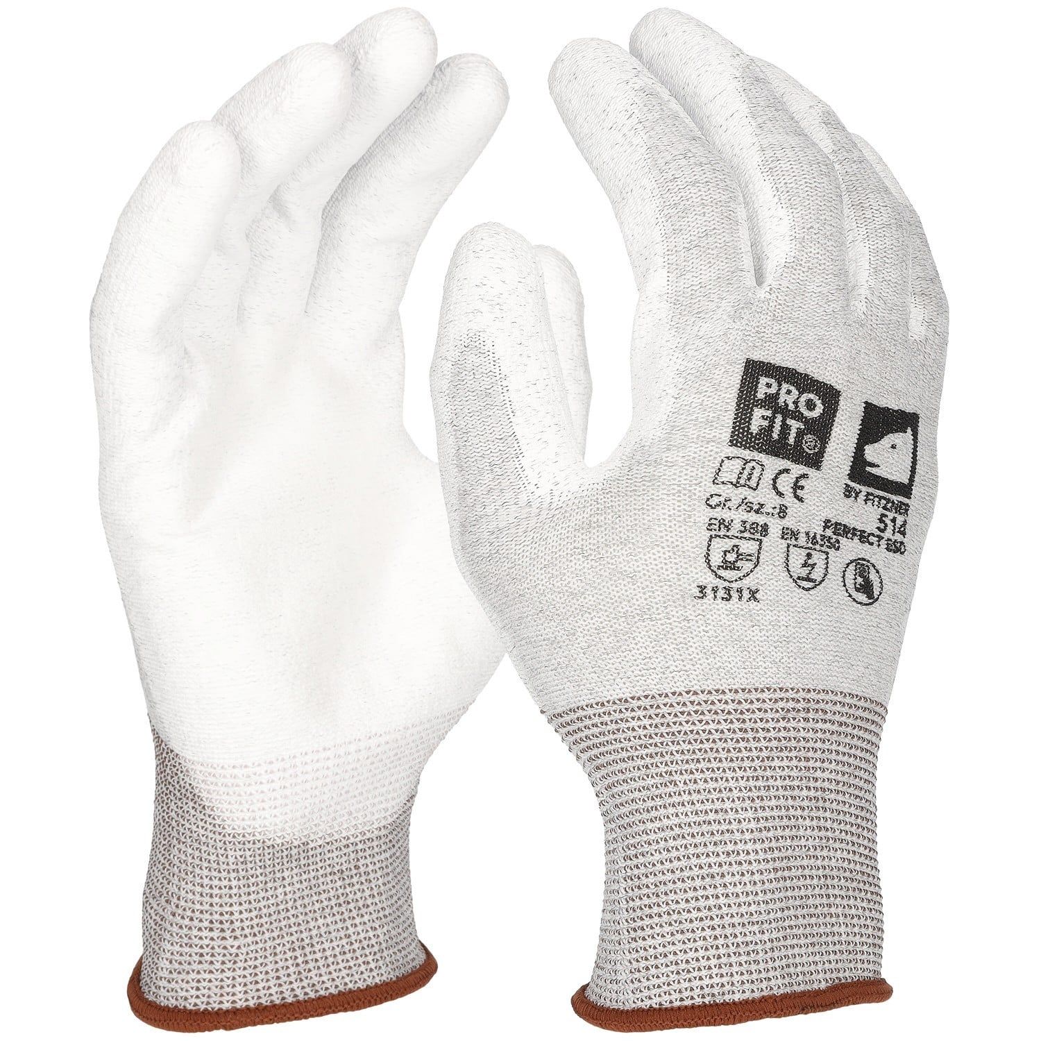ESD Handschuh "Perfect esd",PU beschichtet, weiß 10