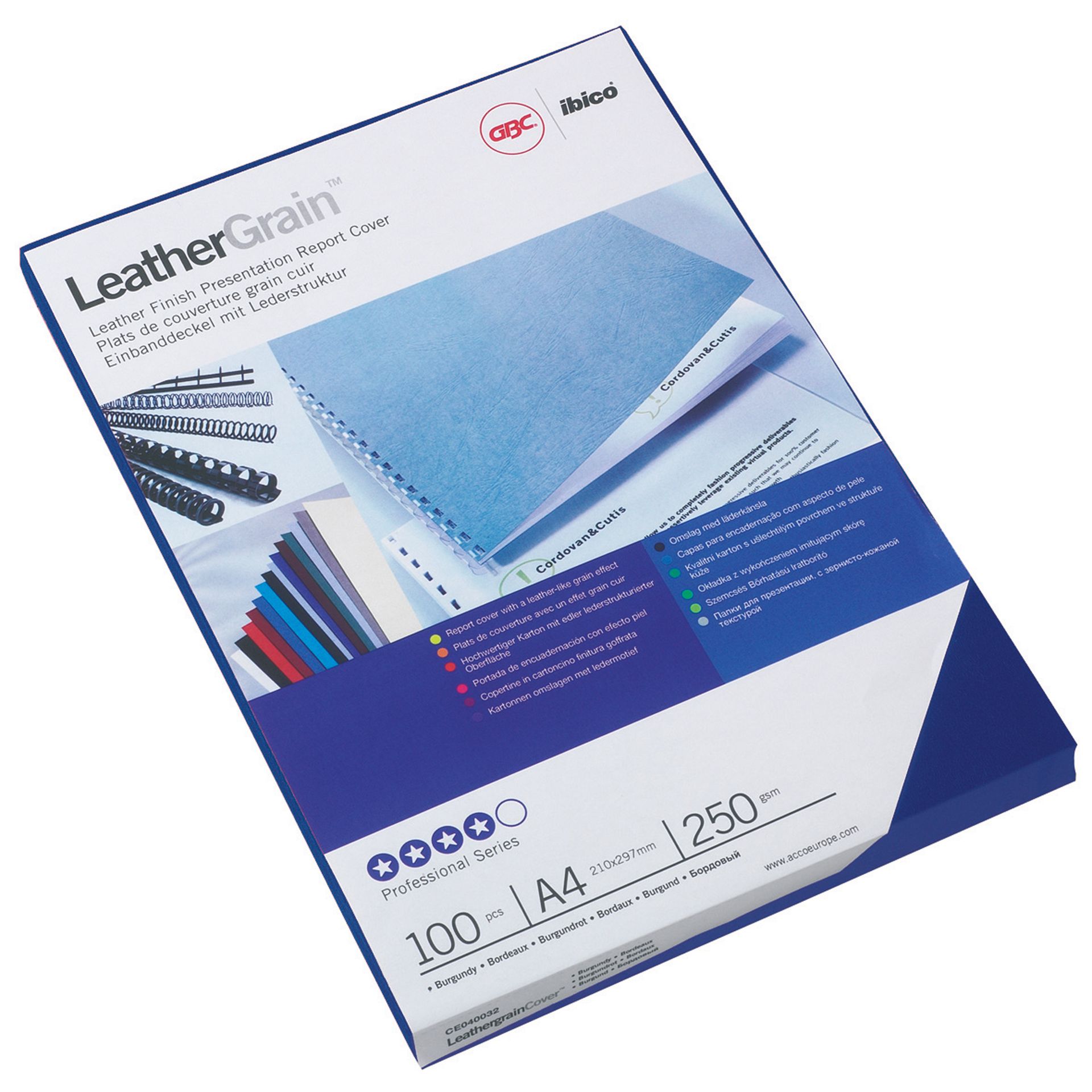 Einbanddeckel LeatherGrain DIN A4 blau 100 St./Pack.