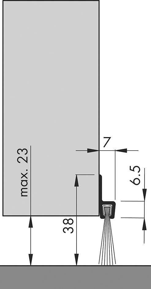 Türbodendichtung alu IBS 39 100cm m.PP Bürste ELLEN