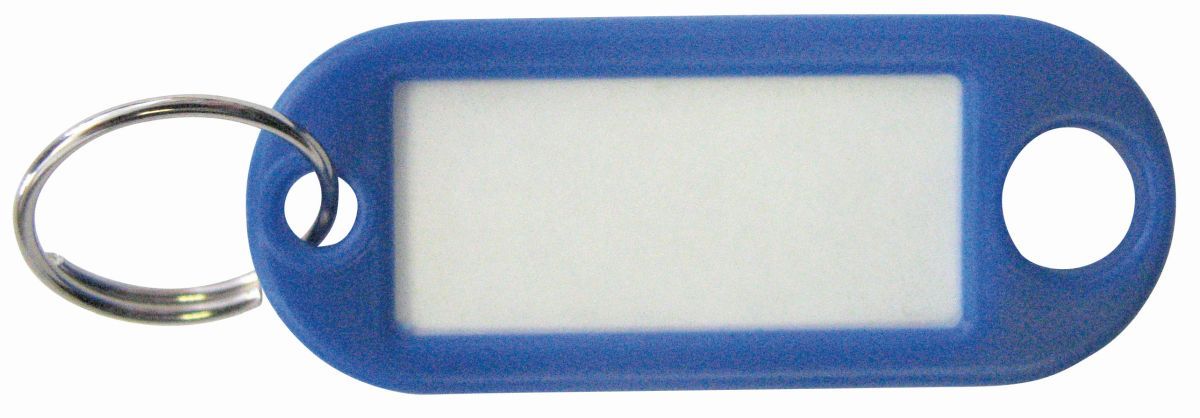 Schlüsselanhänger mit Loch + Ring Kunststoff farbig sortiert 54 x 22 mm