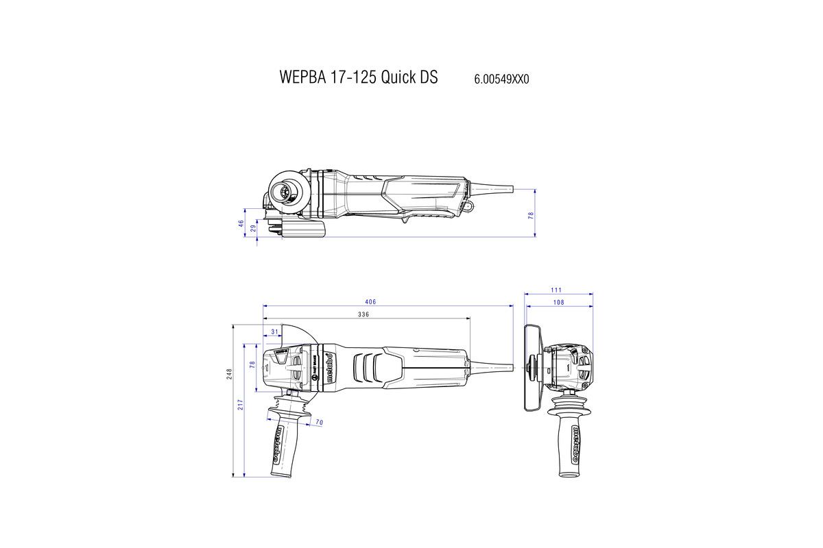 Winkelschleifer WEPBA 19-125 Q DS M-Brush