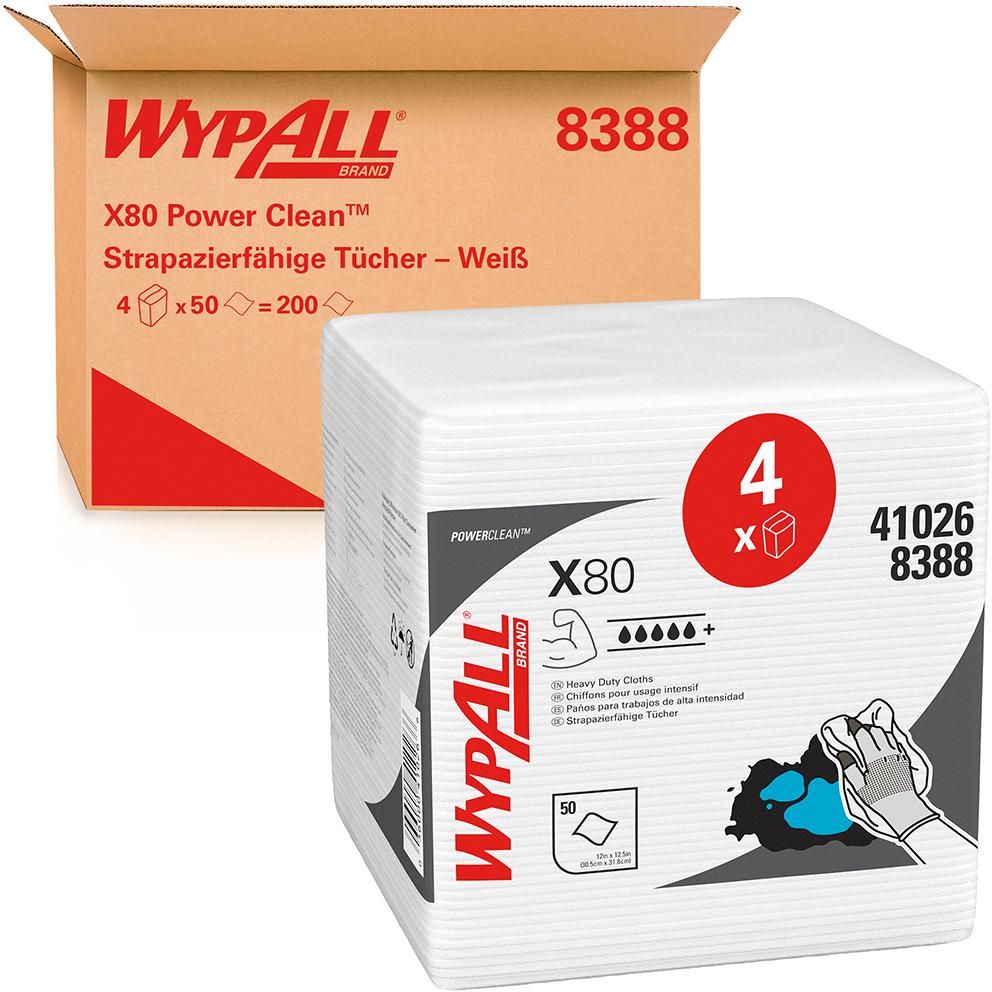 WYPALL X80 Wischtücher 31,5x33 weiß Krt. 4x50Tü.