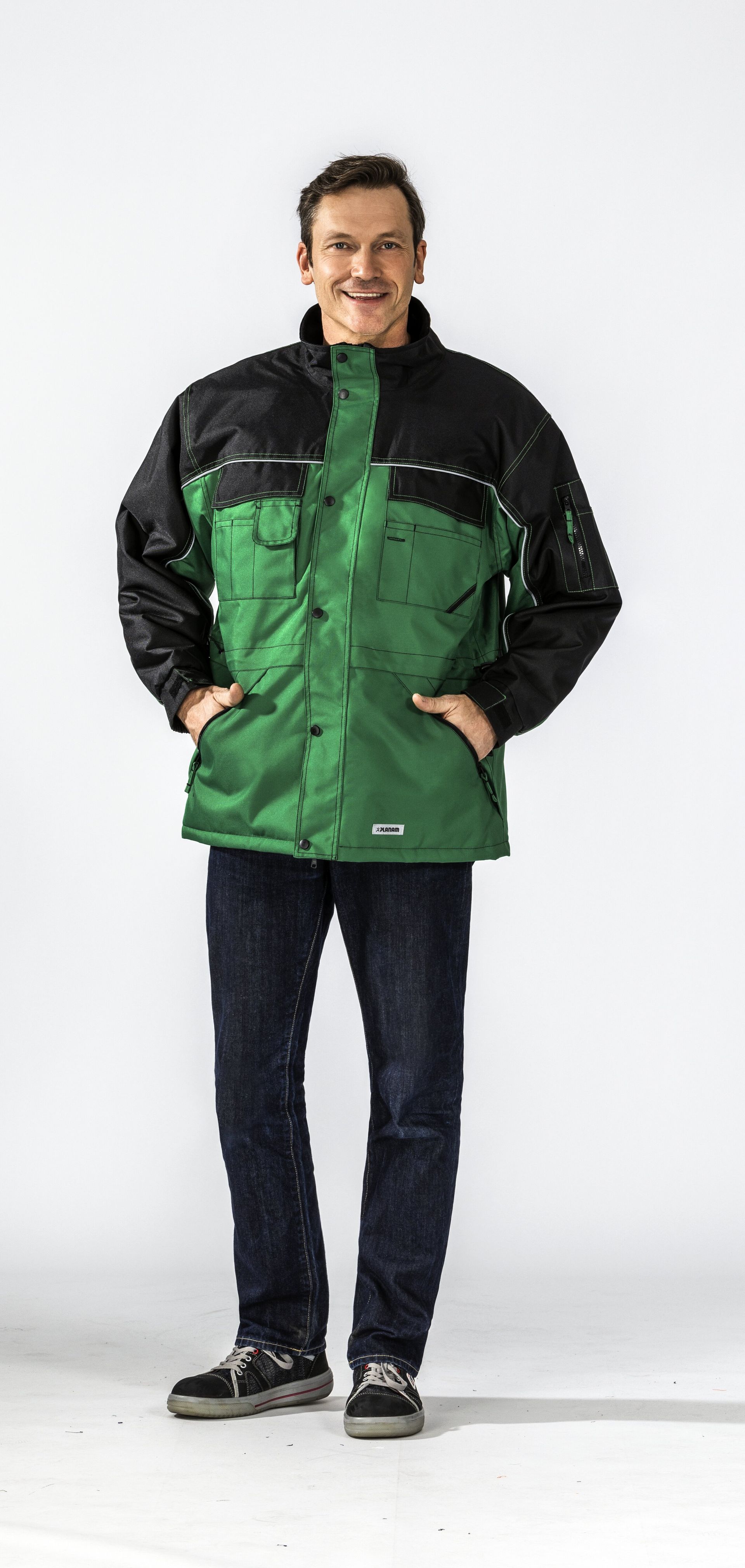 Planam Dust Parka Outdoor farngrün/schwarz Gr. S
