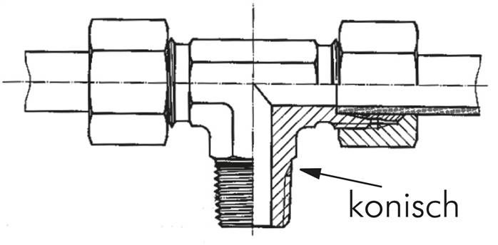 T-Schneidringverschraubung M 8x1 (konisch)-4 LL (M8x1), Stahl verzinkt
