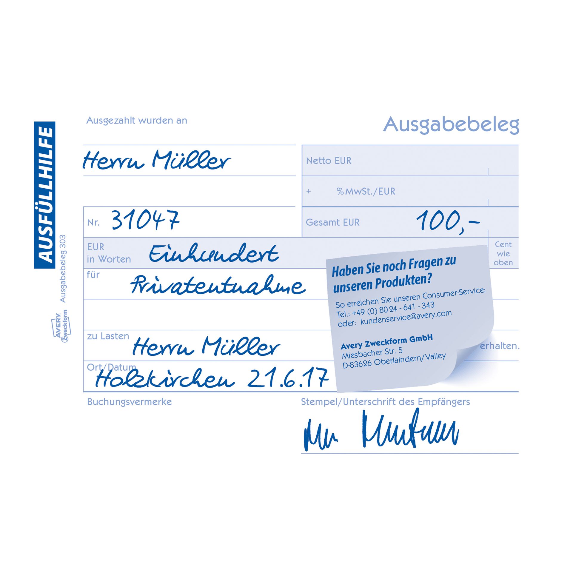 Ausgabebeleg DIN A6 quer 50Blatt gelb