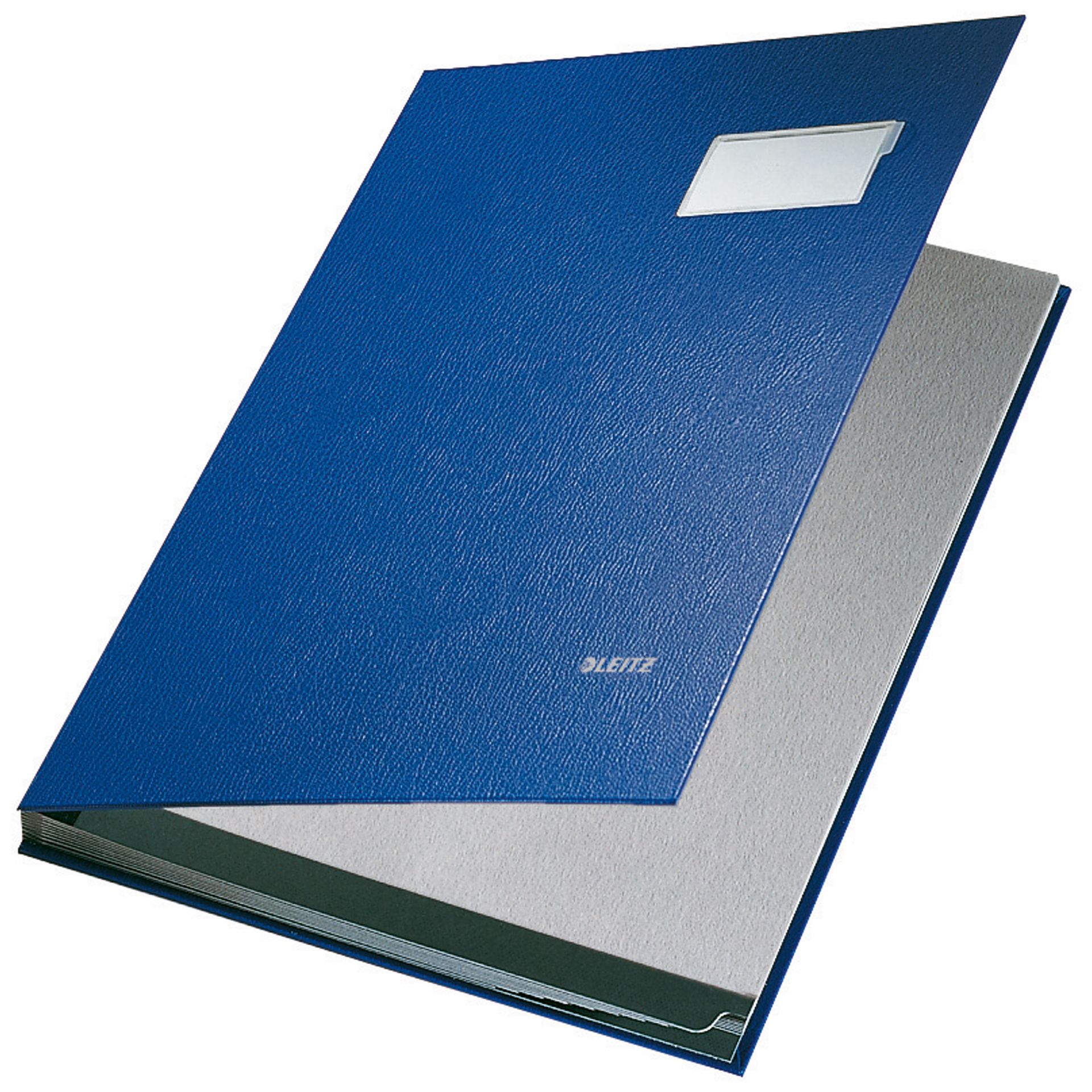 Unterschriftsmappe DIN A4 10 Fächer Graupappe blau