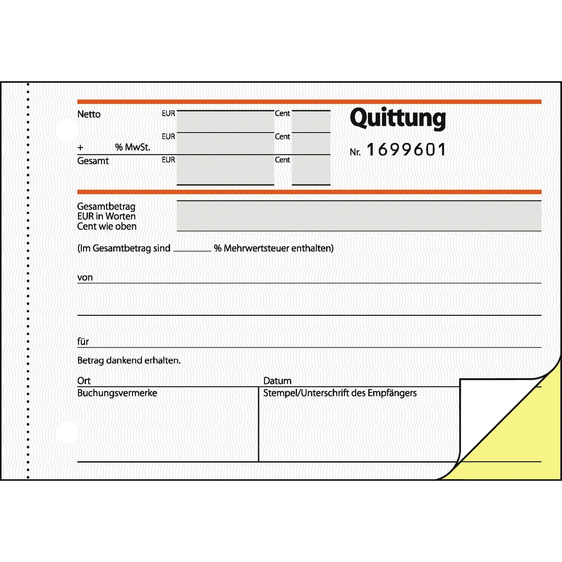 Quittung DINA6 quer sd Mp 50Blatt