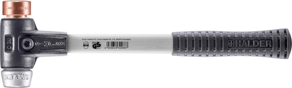 HALDER SIMPLEX-Schonhamm-er 3749 Kupfer/Weichmeta-ll Tempergussgehäuse Fib-erglasstiel ø 30mm