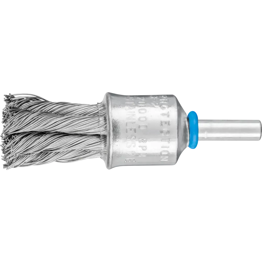 PFERD POS Pinselbürste mit Kunststoffschutz gezopft PBG Ø19mm Schaft-Ø6mm Edelstahl-Draht-Ø0,35