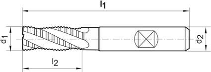 Schruppfräser DIN844-K HSSCo8 TiAlN Typ HR Z3 4mm FORMAT