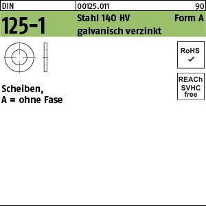 Scheiben Stahl 140 HV galvanisch verzinkt Form A