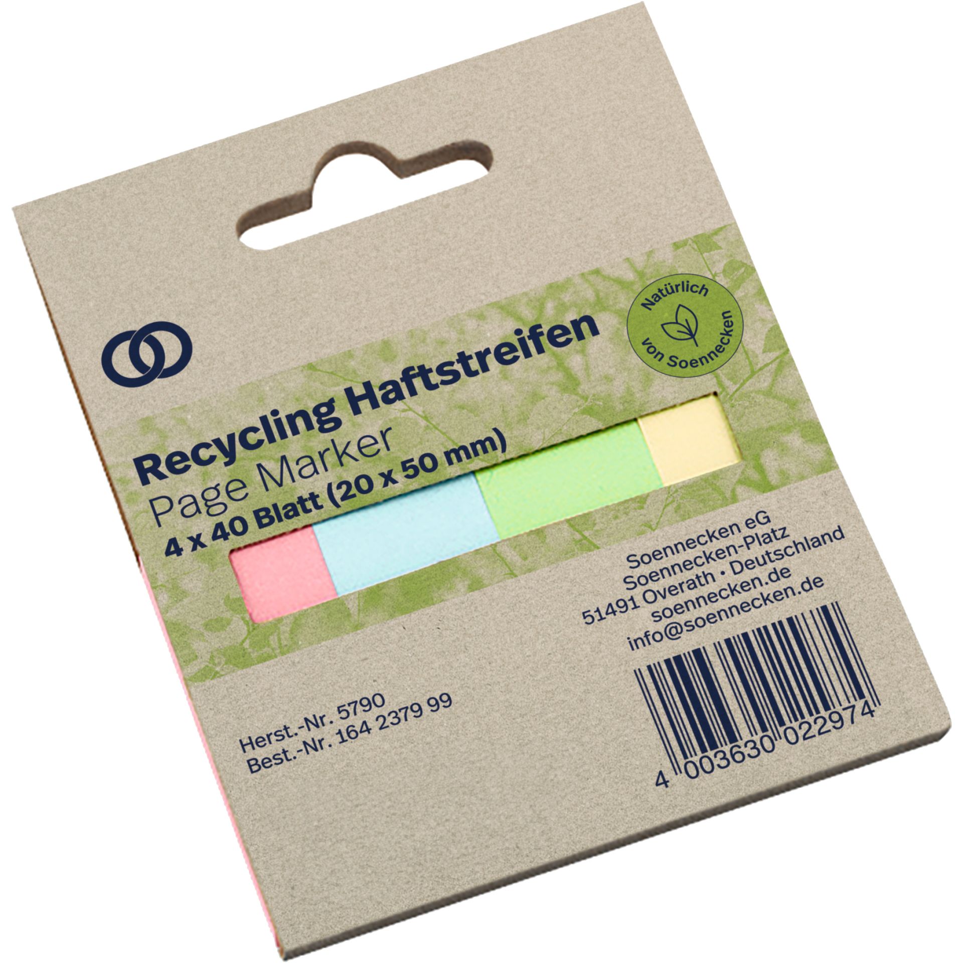 Haftstreifen oeco RC 20x50mm 40Bl. sort. 4St.