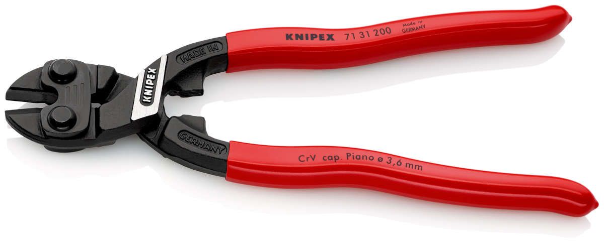 KNIPEX 71 31 200 CoBolt® Kompakt-Bolzenschneider mit Kunststoff überzogen schwarz atramentiert 200 mm
