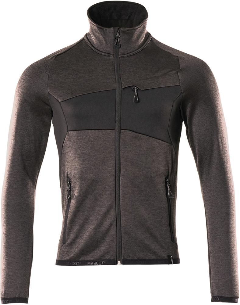 Fleecejacke mit Reißverschluß 18103, dunkelanthrazit/schwarz, Gr.S