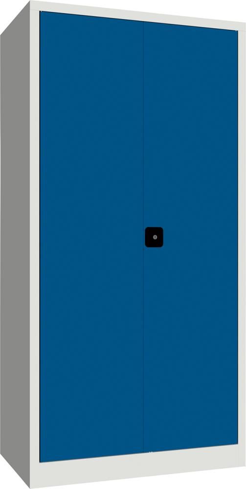 PAVOY Flügeltürenschrank mit Vollblechtüren 4 Ein-legeb. verz. RAL7035/RAL-5010 B1000xT600xH1950mm