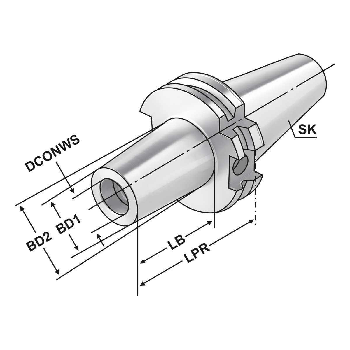 Fräsaufnahme Einschraubfräser SK40-M12-44-L25 DC