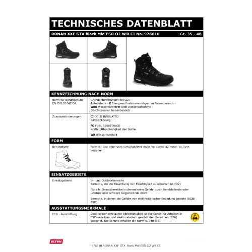 ELTEN RONAN XXF WR Berufsstiefel Mid O2 ESD, Schwarz, Gr. 47